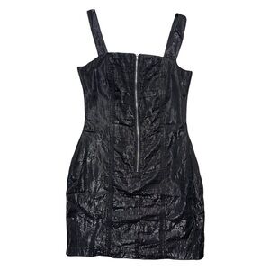 Walter by Walter Baker Black Metallic Front Zipper Cocktail Dress S